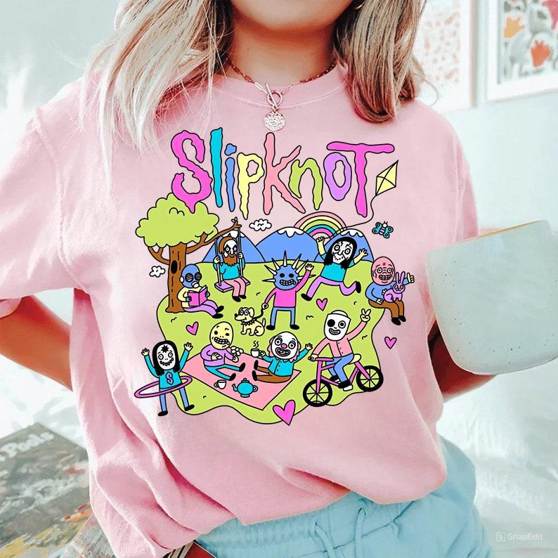 Slipknot Happy Times Playing Together T-shirt - Metal Band Shirt Cotton Graphic Tee Gift Casual Fabric