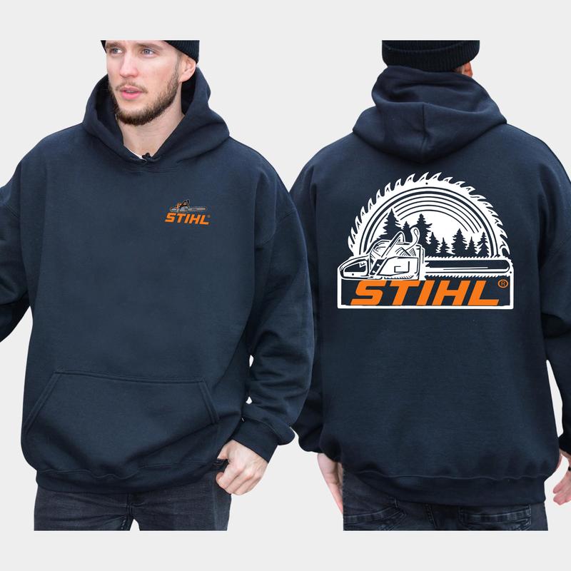 Classic Stihl Chainsaw 2-Sided Hoodie for Men, Men's STIHL Hoodies, Stihl Saw Sweatshirt, Casual Menswear, Classic Cotton Fabric Tops