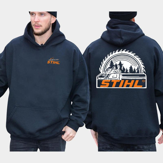 Classic Stihl Chainsaw 2-Sided Hoodie for Men, Men's STIHL Hoodies, Stihl Saw Sweatshirt, Casual Menswear, Classic Cotton Fabric Tops