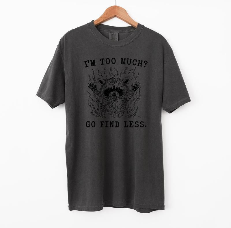 I'm too Much Go Find Less  Funny T Shirt, Meme T Shirt, Comfort Colors Shirt