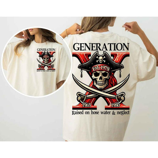 Custom Est.1975 GenX Shirt, Skull GenX Shirt, Vintage 90s GenX 2 Side Shirt Fashion Cotton, Full Colors, Sizes, For Men, Women