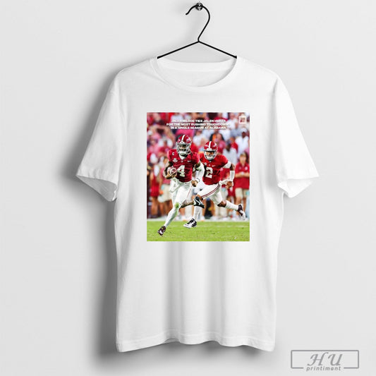 Poster Jalen Milroe Ties Jalen Hurts For The Most Rushing Touchdowns In A Single Season At Alabama Crimson Tide 2024 T-shirt