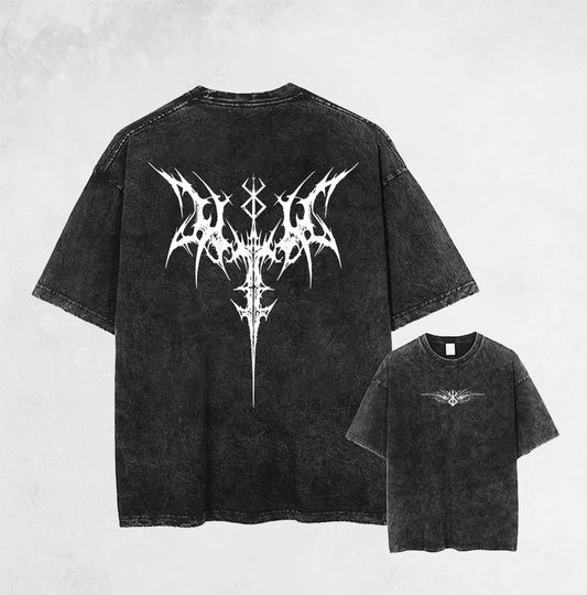 Retro Vintage Metal Wings Berserk Anime Double Printed Oversized Washed Tee Unisex Mineral Anime Manga Washed Heavy Cotton T-shirt, Gift For Anime Fan