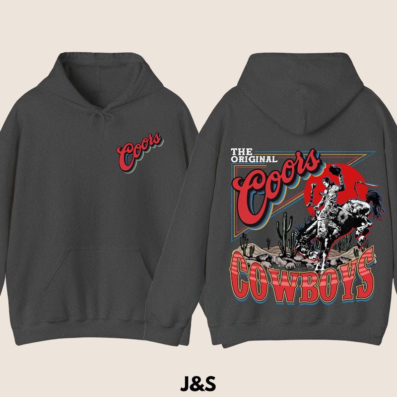 Coors Western Cowboy Hoodie, Sweatshirt,Vintage 90s Graphic Western Hoodie, Retro Coors Hoodie, Wild West Gift, Cool Gift
