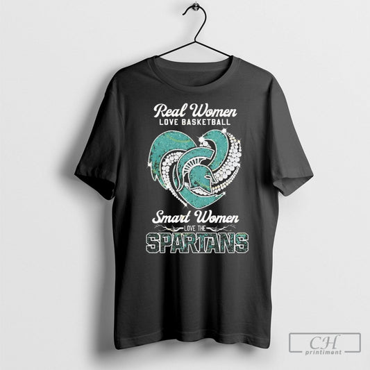 Real Women Love Basketball Smart Women Love The Michigan State Spartans Shirts