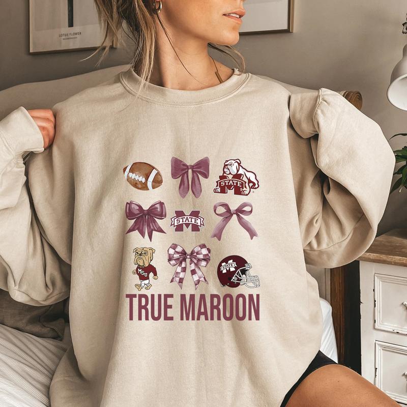 Mississippi State Bulldogs Football Coquette Sweatshirt, Vintage College NCAA Unisex Pullover Sweatshirt, Football NCAA Sweatshirt, Shirt for Fan Football