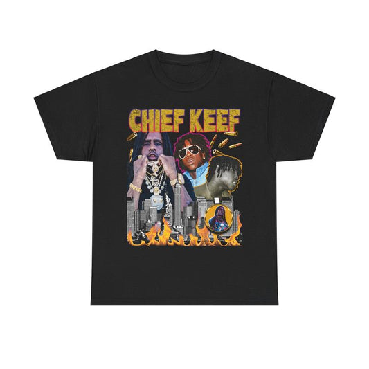 Vintage Chief Keef Graphic Tee - 90s Hip-Hop Rap T-Shirt Heavy Cotton, Retro Style Casual Classic Menswear Top Comfy Day Smooth Underwear Tshirt Stree