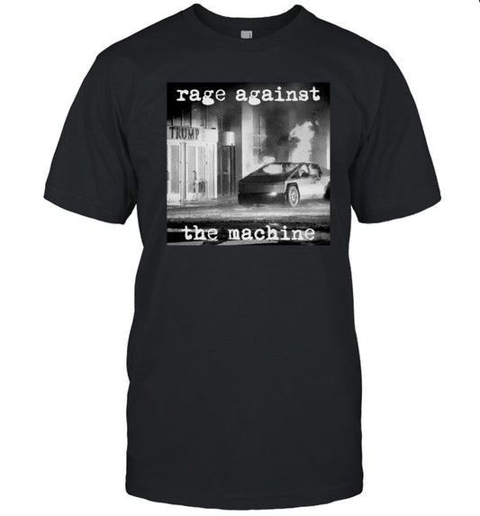 Rage Against The Machine Cybertruck Explodes Outside Trump T-Shirt