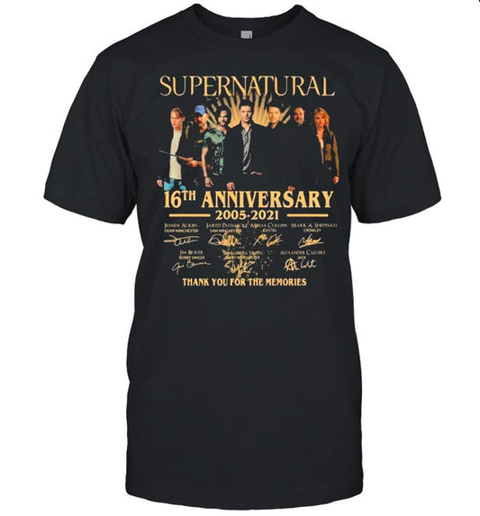 Supernatural 16th Anniversary 2005 2021 Thank You For The Memories Signature shirt