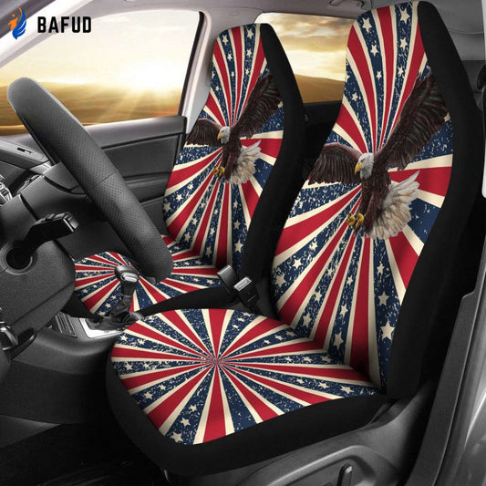 Eagle American Flag Car Seat Covers For Fan Gifts for 4th of July Car Seat Cover - Bafud
