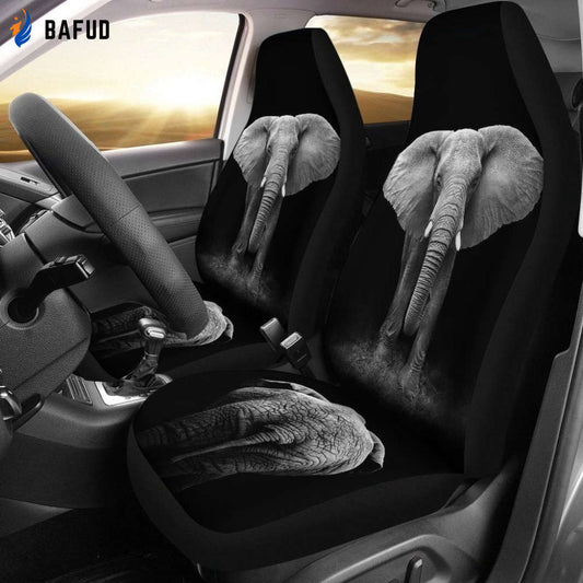 Elephant Black And White Car Seat Covers For Fan Gifts - Bafud
