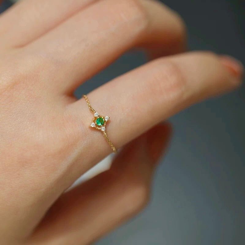 Emerald Chain Ring