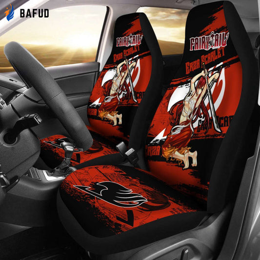 Erza Scarlet Fairy Tail Car Seat Covers For Fan Gifts Custom Anime Car Accessories - Bafud