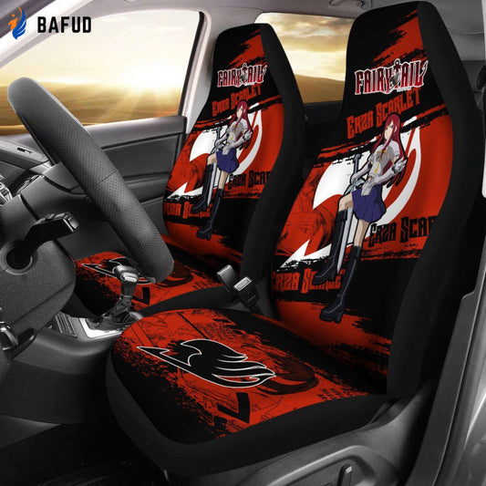 Erza Scarlet Fairy Tail Red Car Seat Covers For Fan Gifts Custom Anime Car Accessories - Bafud
