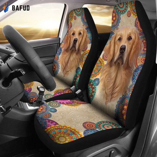 Face Golden Retriever Car Seat Covers For Fan Gifts - Bafud