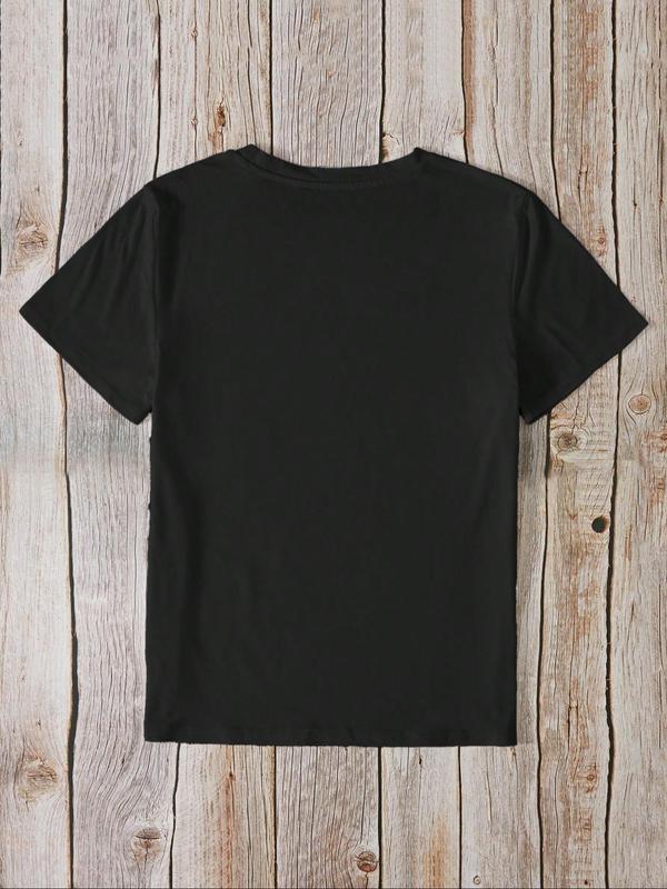 Women's Letter Print Round Neck Regular Sleeve Tee, Summer Clothes, Short Sleeve Crew Neck T-shirt, Streetwear Top Shortsleeve Tshirt, Womenswear, 2024 Outfits