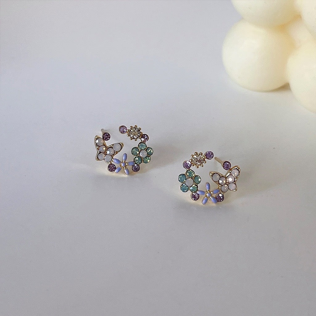 Lucy Flower Butterfly Stud Earrings