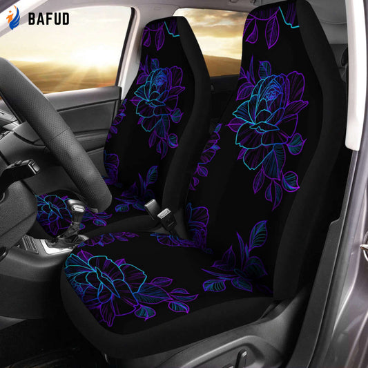 Flower Car Seat Covers For Fan Gifts, Aesthetic Psychedelic Seat Covers For Fan Gifts, Personalized Gift, Women Car Accessories, Front Seat Protectors, Gift for Her - Bafud