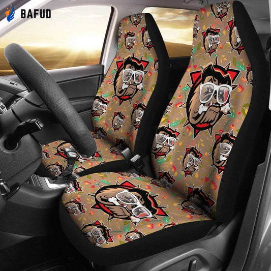 Funny Bulldog Car Seat Covers For Fan Gifts - Bafud