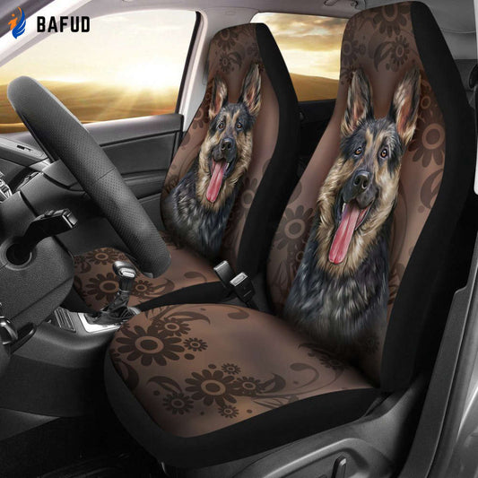 Funny Face German Shepherd Car Seat Covers For Fan Gifts - Bafud