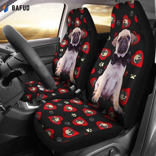 Funny Pug Car Seat Covers For Fan Gifts - Bafud