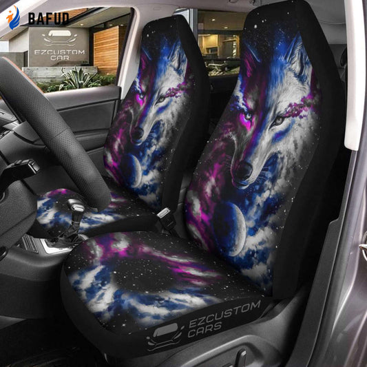 Galaxy Wolf Car Seat Covers For Fan Gifts Custom Animal Car Accessories - Bafud