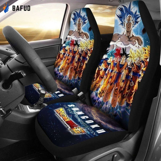 Goku Saiyan Evolution Car Seat Covers For Fan Gifts Custom Anime Dragon Ball Car Accessories - Bafud