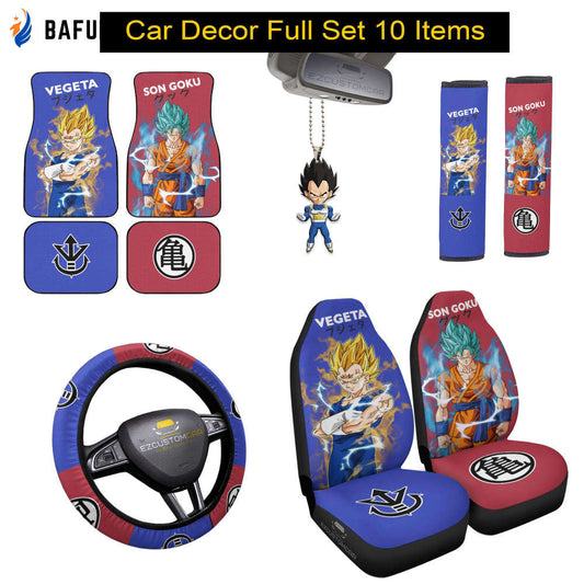 Goku x Vegeta Dragon Ball Z Car Mats x Car Seat Covers For Fan Gifts Set Anime Car Decoration - Bafud