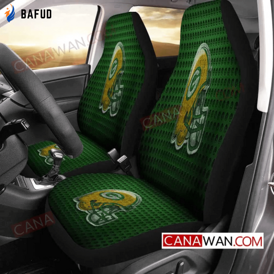 Green Bay Packers Logo Print Pattern v111 Universal Fit Car Seat Covers For Fan Gifts Gift For Fan - Bafud