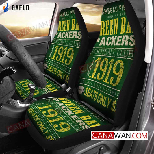 Green Bay Packers Logo Print Pattern v136 Universal Fit Car Seat Covers For Fan Gifts Gift For Fan - Bafud