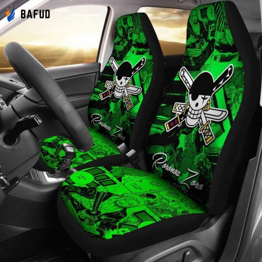 Green Roronoa Zoro One Piece Car Seat Covers For Fan Gifts - Bafud