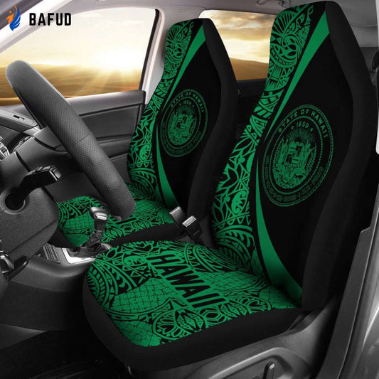 Hawaii Coat Of Arm Polynesian Car Seat Covers For Fan Gifts - Circle Style 04 J1 - Bafud