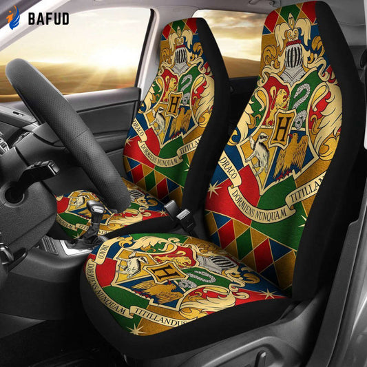 Hogwarts Badge Harry Potter Car Seat Covers For Fan Gifts Custom Fan Car Accessories - Bafud