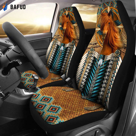 Horse - Seat Cover Mandala Style, Gift For Jesus Lover, Faith Seat Cover, Galaxy Seat Covers For Fan Gifts, Custom Front Car Seat Covers For Fan Gifts, Pair of Covers - Bafud