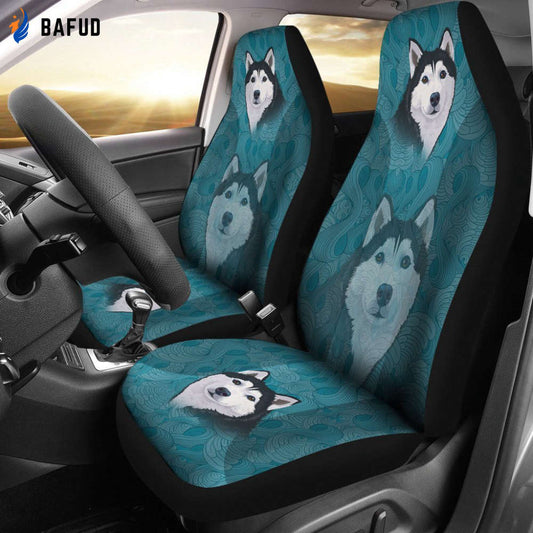 Husky Blue Car Seat Covers For Fan Gifts - Bafud