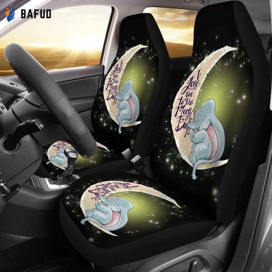 I Love You To The Moon And Back Elephant Car Seat Covers For Fan Gifts - Bafud