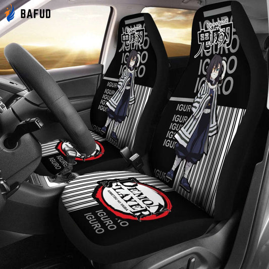 Iguro Demon Slayer Car Seat Covers For Fan Gifts Custom Anime Car Accessories - Bafud