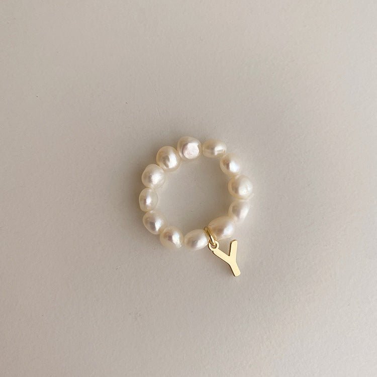 Pearl Initial Ring