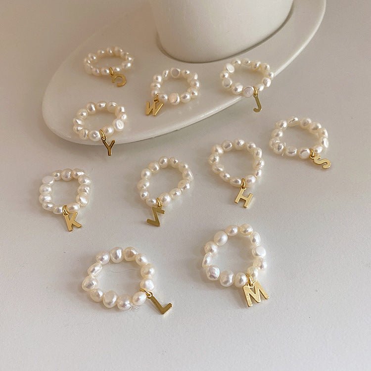 Pearl Initial Ring
