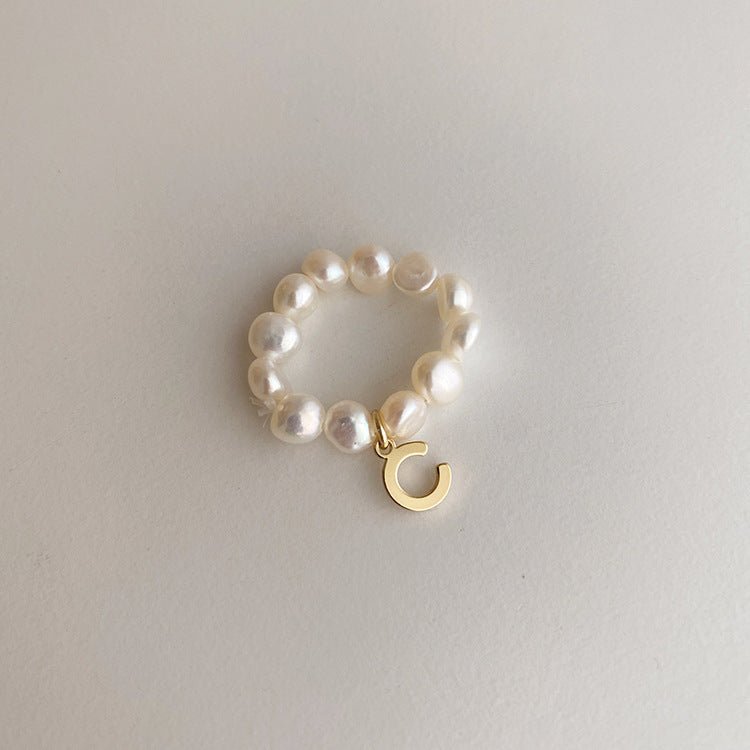 Pearl Initial Ring