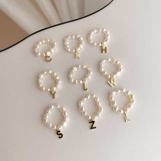 Pearl Initial Ring