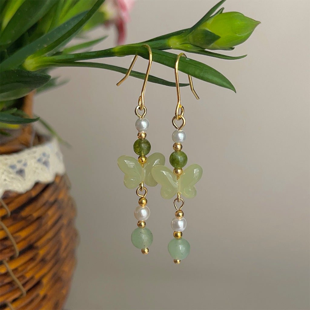Jade Butterfly Drop Earrings