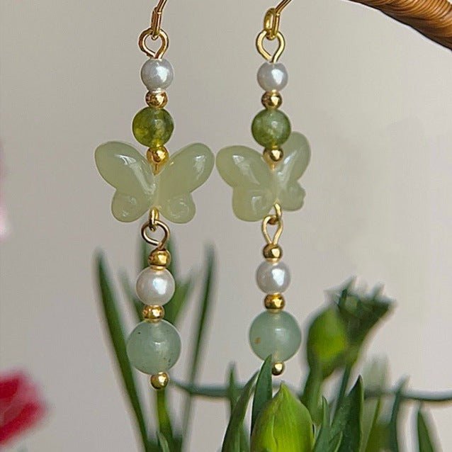 Jade Butterfly Drop Earrings