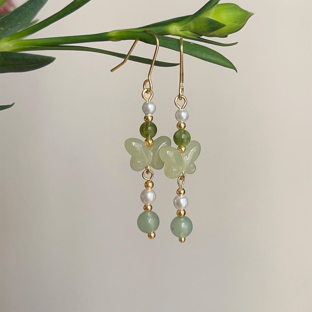 Jade Butterfly Drop Earrings