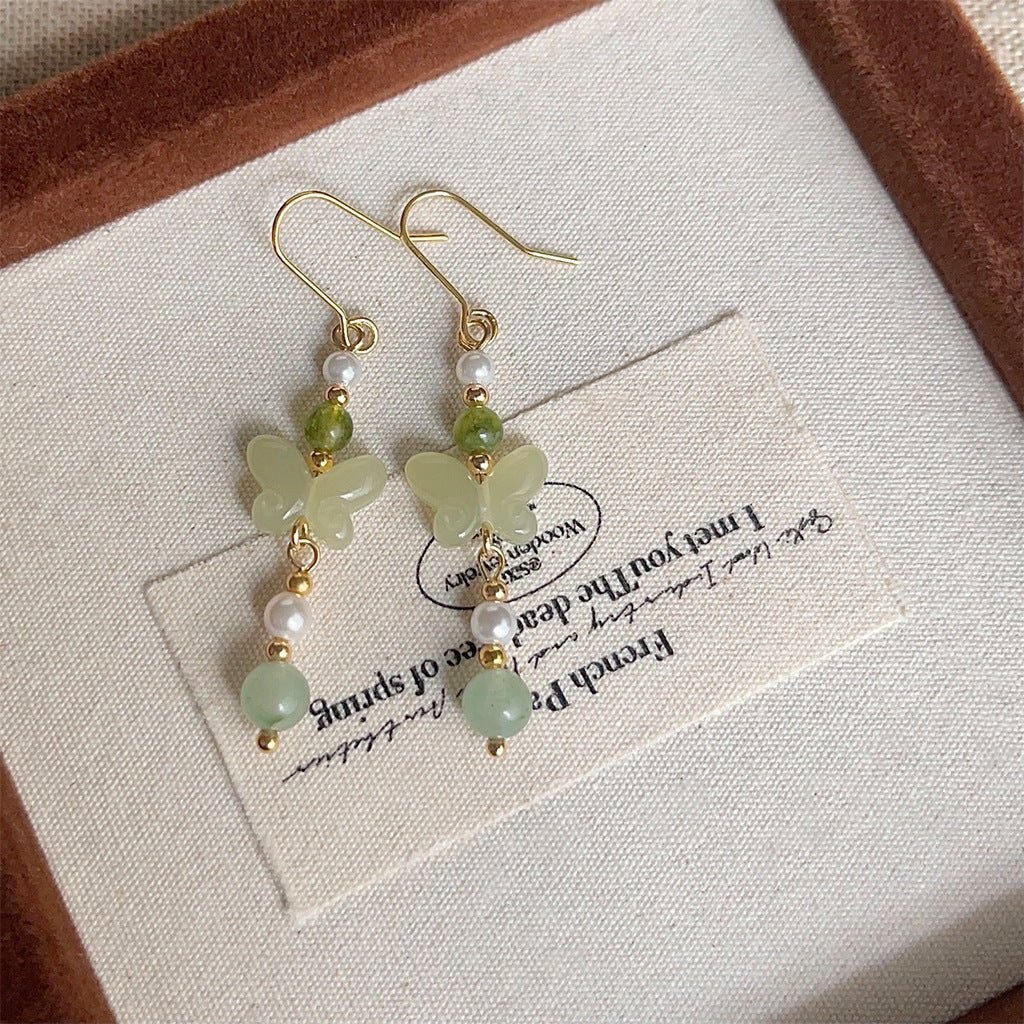 Jade Butterfly Drop Earrings