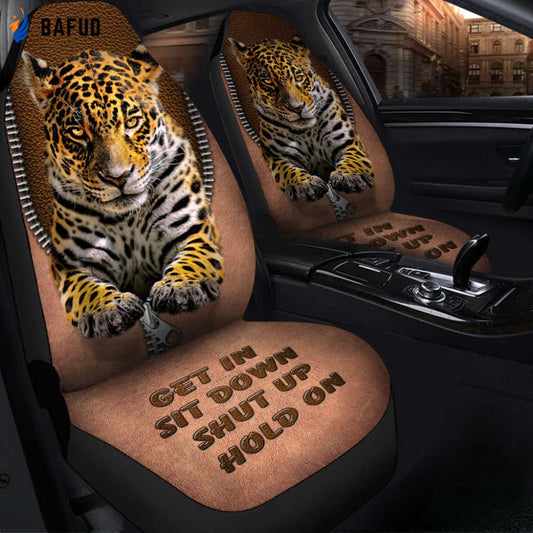 Jaguar Hold on Funny Car Seat Covers For Fan Gifts Universal Fit Set 2 - Bafud