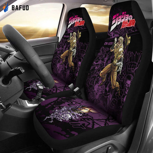 Jojo Bizarre Adventure Jostar Manga Checkerboard Style Car Seat Covers For Fan Gifts Anime - Bafud