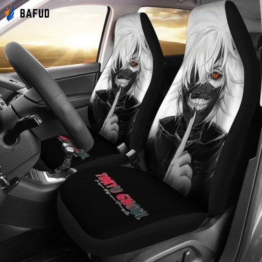 Ken Kaneki Face Anime Tokyo Ghoul Car Seat Covers For Fan Gifts NH10 - Bafud