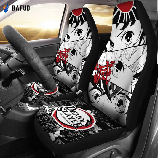 Kimetsu No Yaiba Demon Slayers Car Seat Covers For Fan Gifts Manga Mixed Anime - Bafud