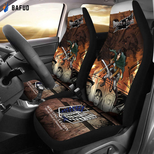 Levi Ackerman Attack On Titan Car Seat Covers For Fan Gifts Custom Anime Car Accessories - Bafud